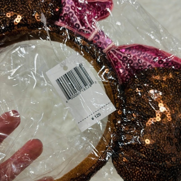 Disney Parks Chocolate Mickey Mouse Ice Cream Bar Bow Sequin Ears Headband NWT - Picture 8 of 11